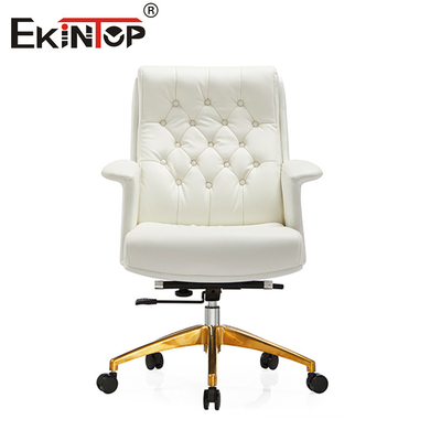 Chaise de bureau en cuir exécutif blanc mécanisme multifonctionnel