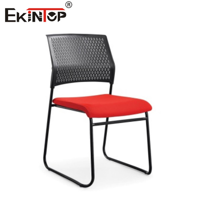 Métal en plastique arrière siège respirant coussin noir chaise d'entraînement rouge