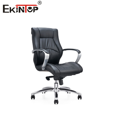 Chaise de bureau en cuir en PU noir pivotant avec accoudoir fixe