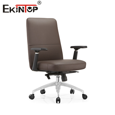 Chaise de bureau en cuir rotatif à pivotement classique support lombaire réglable