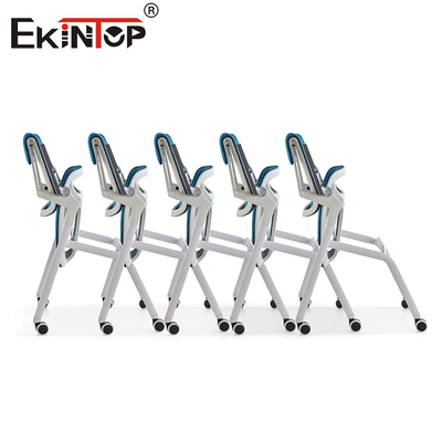 Chaise à roues pliable pour salle d'entraînement bleu et gris
