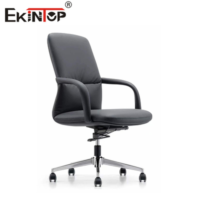 Chaise de bureau en cuir en PU noir avec roues