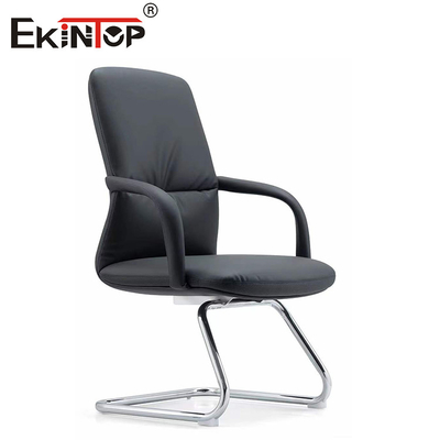 Chaise de bureau en cuir en PU noir avec roues