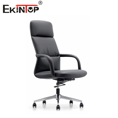 Chaise de bureau en cuir en PU noir avec roues