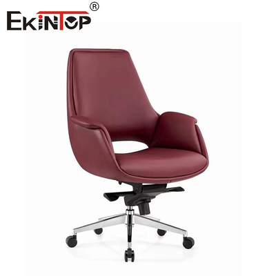 Chaise en cuir de Bourgogne SGS avec des jambes métalliques à hauteur réglable et un accoudoir fixe