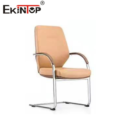 Chaise de bureau en cuir réglable en hauteur tournante avec accoudoirs à base de chrome 320 mm
