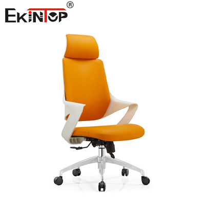 OEM Chaise de bureau en cuir orange avec des jambes en métal Roues silencieuses