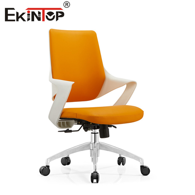 OEM Chaise de bureau en cuir orange avec des jambes en métal Roues silencieuses