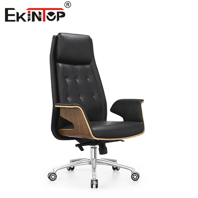 Chaise de bureau en cuir noir avec appuie-bras et roues en PP