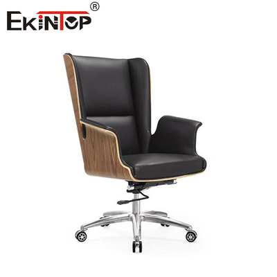 Chaise de bureau en cuir noir avec appuie-bras et roues en PP