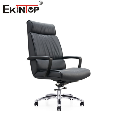 Chaise en cuir noir de style business avec accoudoirs en PU et jambes en métal