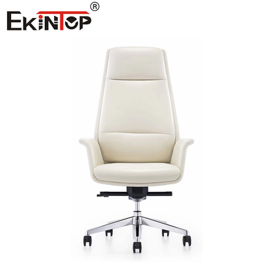 Mécanisme papillon Chaise en cuir blanc Rotation et réglage de la hauteur
