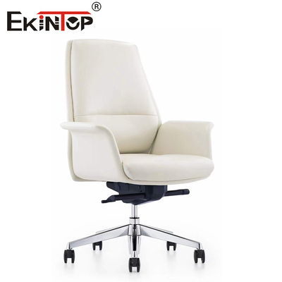 Mécanisme papillon Chaise en cuir blanc Rotation et réglage de la hauteur