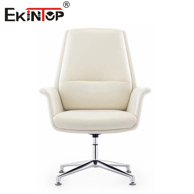 Mécanisme papillon Chaise en cuir blanc Rotation et réglage de la hauteur