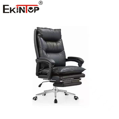 Chaise en cuir multifonction grise avec repose-pieds pivotant et hauteur réglable