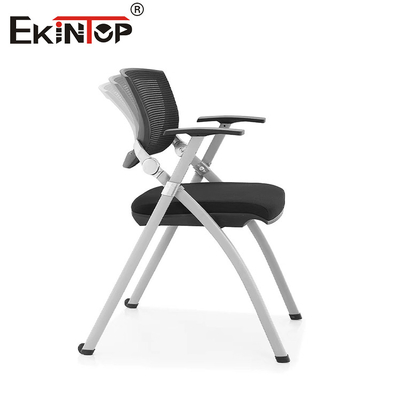 Chaise de salle d'entraînement en maille de fer avec dossier en mousse en maille noire pliable
