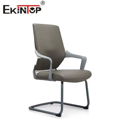 Chaise de bureau en cuir bleu gris écologique avec accoudoirs et hauteur réglables