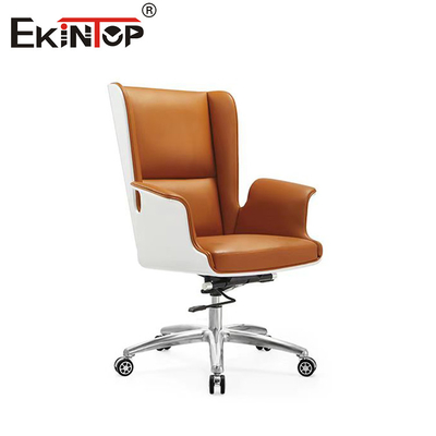 Chaise en cuir orange avec roues et jambes métalliques garantie 10 ans