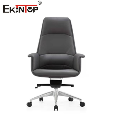 Chaise de bureau en cuir noir à dos haut avec accoudoirs réglables en hauteur