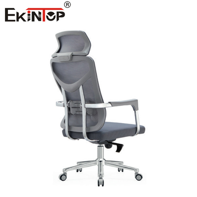 Chaise de bureau ergonomique avec appuie-tête et jambes métalliques en tissu en maille