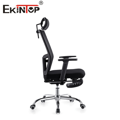 Chaise de bureau à dos en maille haute avec appuie-tête et appuie-pieds et roues pivotantes
