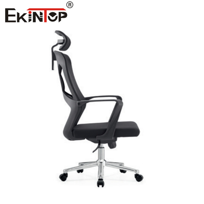 Luxueuse chaise de bureau en maille noire avec hauteur réglable du dos et accoudoirs