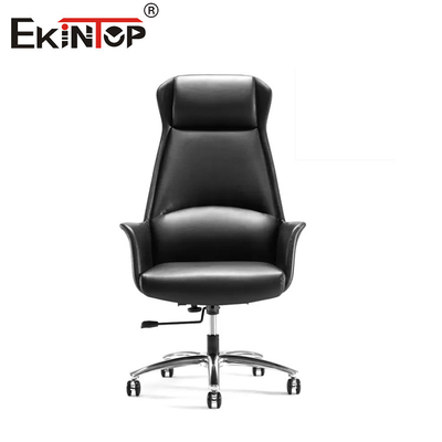 Chaise de bureau en cuir à dos élevé avec hauteur réglable et fonction de pivotement
