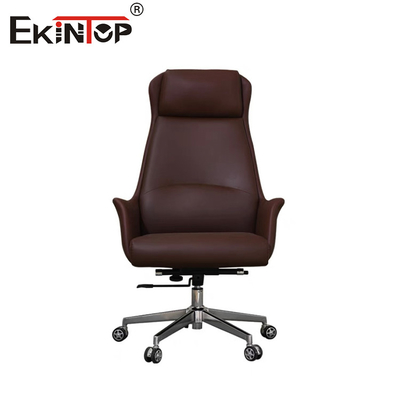 Chaise de bureau en cuir à dos élevé avec hauteur réglable et fonction de pivotement