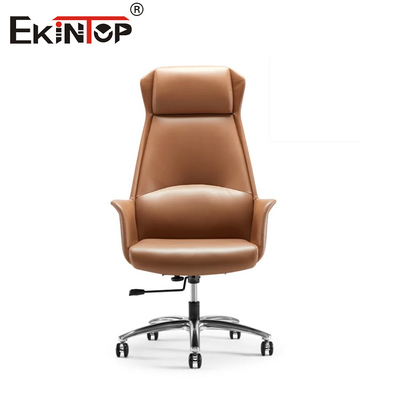 Chaise de bureau en cuir à dos élevé avec hauteur réglable et fonction de pivotement