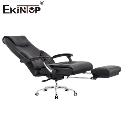 Chaise de bureau en cuir multifonctionnelle avec inclinaison et repose-pieds
