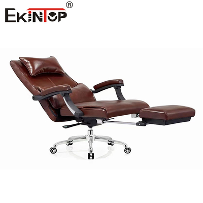 Chaise de bureau en cuir multifonctionnelle avec inclinaison et repose-pieds