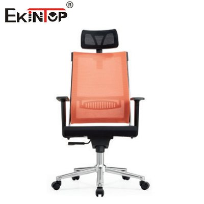Chaise de bureau en maille orange avec hauteur réglable du repose-tête pour le travail