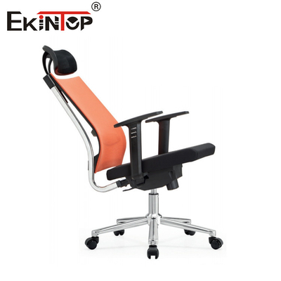 Chaise de bureau en maille orange avec hauteur réglable du repose-tête pour le travail