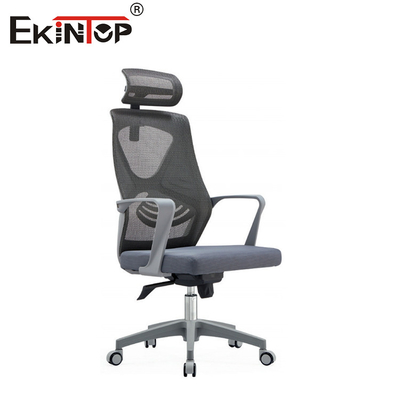Chaise de bureau en maille ergonomique grise avec accoudoirs en PP garantie de 10 ans