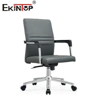 Chaise de bureau en cuir moderne à dos moyen avec roues personnalisables