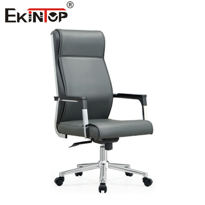 Chaise de bureau en cuir à dos haut personnalisable avec hauteur de siège et accoudoir réglables