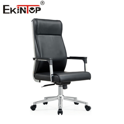 Chaise de bureau en cuir à dos haut personnalisable avec hauteur de siège et accoudoir réglables