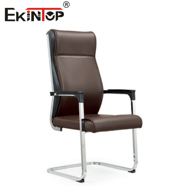 Chaise de bureau en cuir en forme d'arche en haut du dos avec accoudoirs