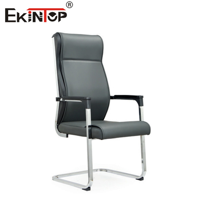 OEM Chaise de bureau haute arrière noire avec cadre métallique en cuir