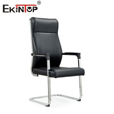 OEM Chaise de bureau haute arrière noire avec cadre métallique en cuir