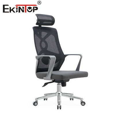 Chaise de bureau personnalisable à dos gris avec appuie-tête