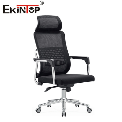 Chaise de bureau ergonomie noire à dos en maille haute avec fonction pivotante