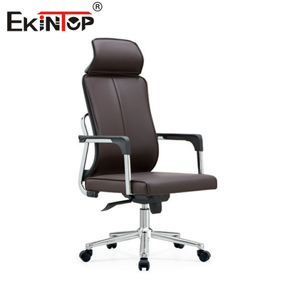 Chaise de bureau en cuir à dos haut avec accoudoirs fonction pivotante Style moderne