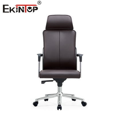 Chaise de bureau en cuir à dos haut avec accoudoirs fonction pivotante Style moderne