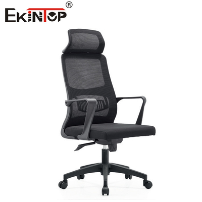 Chaise de bureau en maille ergonomique noire à dos haut avec coussin de siège en mousse