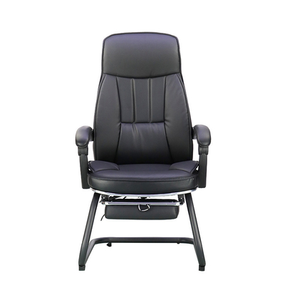 Chaise de bureau en cuir noir à dos haut et hauteur réglable