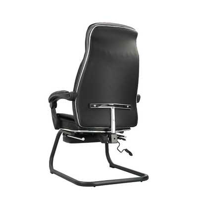 Chaise de bureau en cuir noir à dos haut et hauteur réglable