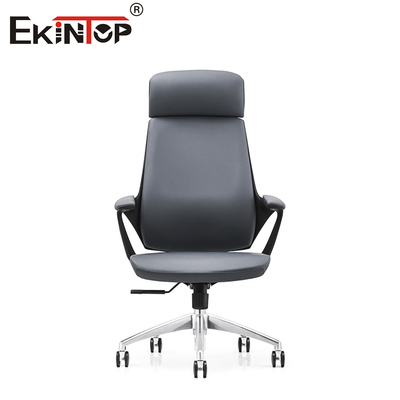 Chaise de bureau noire à dos haut avec matériau en cuir et repose-tête