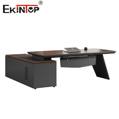 Bureau en bois noir de style commercial avec meubles de bureau d'armoire latérale