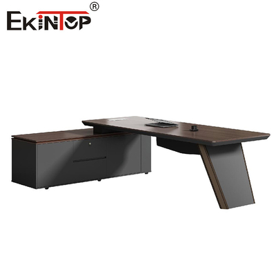 Bureau en bois noir de style commercial avec meubles de bureau d'armoire latérale